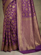 Regal Banarasi Pattu Silk Saree in Royal Violet & Antique Gold